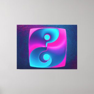 Lienzo Espiritualidad radiante: Neon Yin Yang rosa y azul