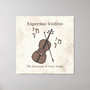 Lienzo Espresso Violino-Violin creado con granos de café-