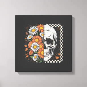 Lienzo Esqueleto Boho Otoño Floral Halloween