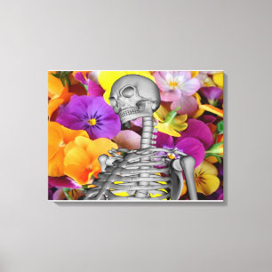 Lienzo Esqueleto con Flores