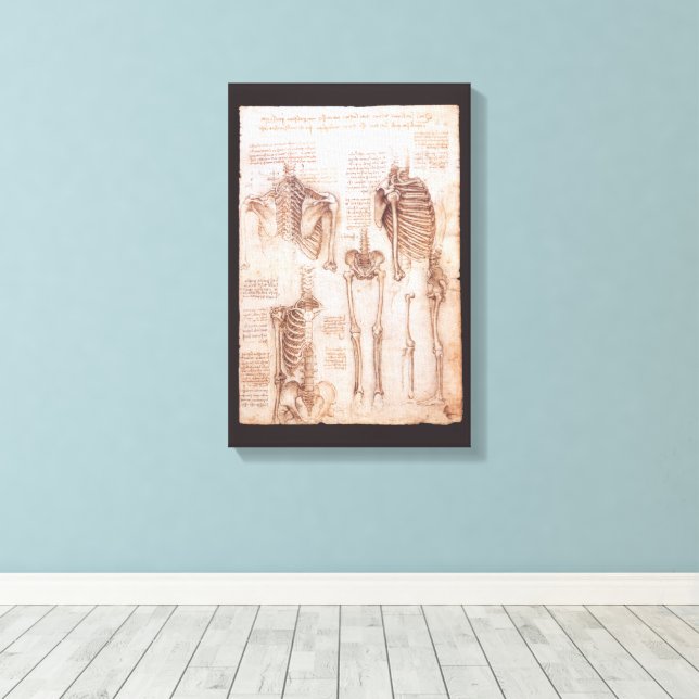 Lienzo Esqueleto de huesos de anatomía humana de Leonardo (Insitu (piso de madera))