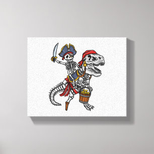 Lienzo Esqueleto de los dinosaurios piratas de Halloween