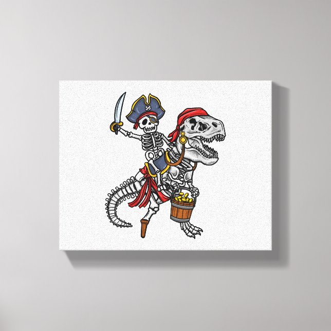 Lienzo Esqueleto de los dinosaurios piratas de Halloween (Anverso)