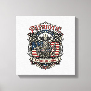 Lienzo Esqueleto Patriótico Vaquero Patriota Oscuro Esque