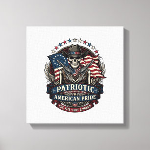 Lienzo Esqueleto Patriótico Vaquero Patriota Oscuro Esque