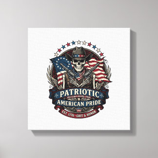Lienzo Esqueleto Patriótico Vaquero Patriota Oscuro Esque