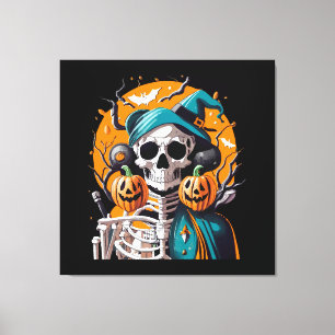 Lienzo Esqueleto y calabaza