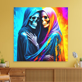 Lienzo Esqueletos envueltos en un arcoiris