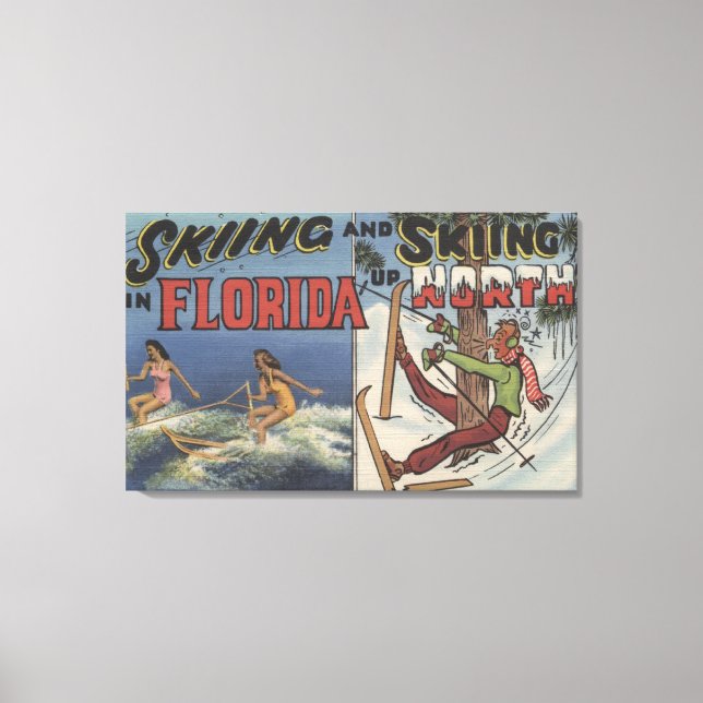 Lienzo Esquí acuático en Florida vs. Nieve en el norte (Anverso)