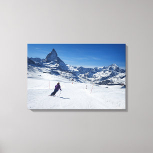 Lienzo Esquí con el monte Matterhorn en Zermatt, Suiza