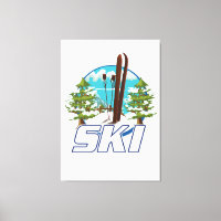 Esquí, logo del poster de esquí.