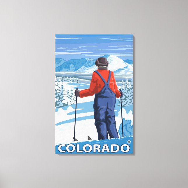 Lienzo Esquiador Admiring Colorado (Anverso)