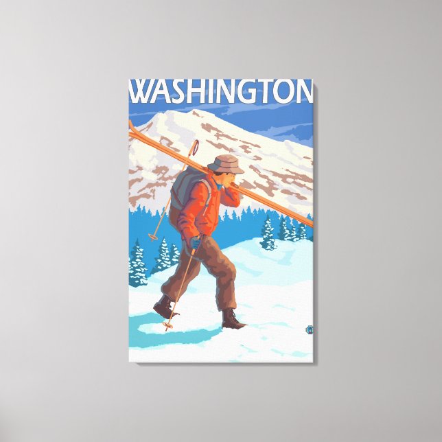Lienzo Esquiador con esquís de nieve - Washington (Anverso)