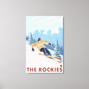 Lienzo Esquiador de la nieve de Downhhill - los Rockies