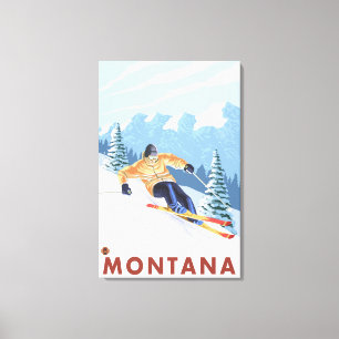 Lienzo Esquiador de la nieve de Downhhill - Montana