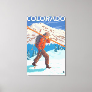 Lienzo Esquiador que lleva SkisColorado