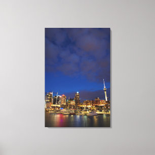 Lienzo Esquina nocturna de Auckland