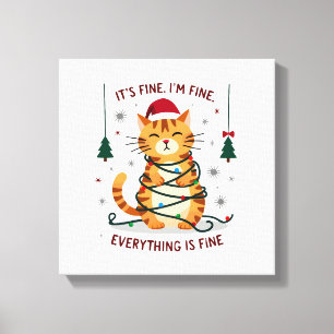 Lienzo Está Bien Estoy Bien Todo Está Bien Gato de Navida