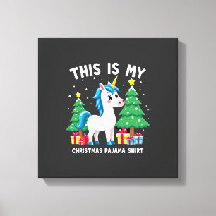 Lienzo Esta es Mi Camisa de Pijama de Navidad Unicornio P