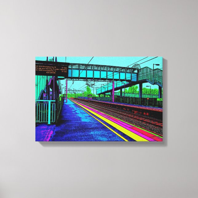 Lienzo Estación de Ferrocarril de Tile Hill al Estilo Pop (Anverso)