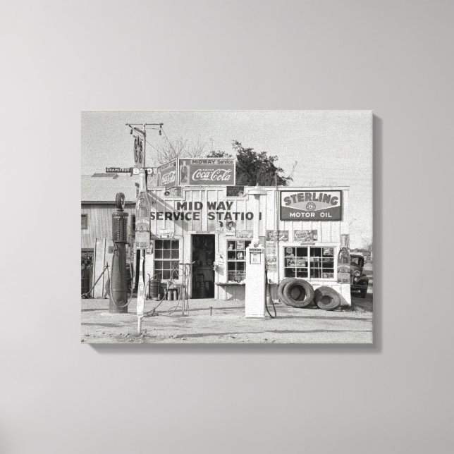 Lienzo Estación de servicio Midway, 1939 (Anverso)