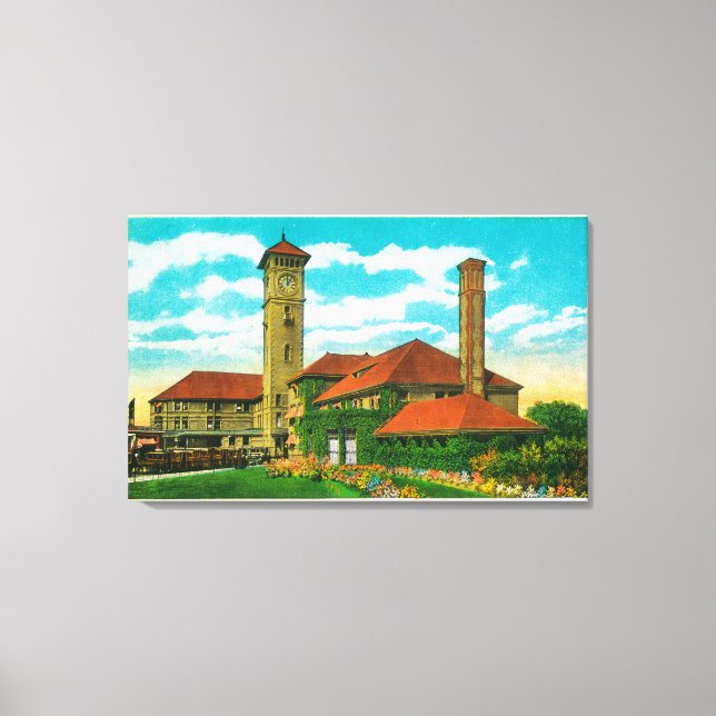 Lienzo Estación de tren Union Depot en Portland, (Anverso)