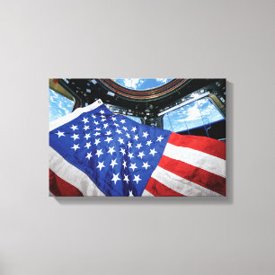 Lienzo Estación Espacial Bandera Americana Órbita Terrest