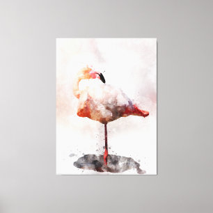 Lienzo Estacionamiento de flamencos rosados - acuarela - 