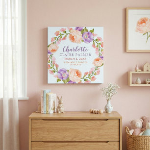 Lienzo Estadísticas de nacimiento de bebé personalizadas