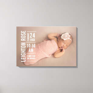 Lienzo Estadísticas de nacimiento de niña bebé moderna