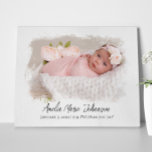 Lienzo Estadísticas de nacimiento del bebé Foto de recién<br><div class="desc">Nuestras estampas de arte personalizadas Baby Birth Stats Photo New Keepsake Nursery le ayudarán a celebrar este momento especial acogiendo su nuevo paquete de alegría regalando un regalo de heredero perfecto para que usted lo aprecie durante los años venideros. Decore su paquete de alegría infantil con este elegante poster. ¡Elige...</div>