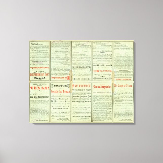 Lienzo Estado de Verso de Texas (Anverso)