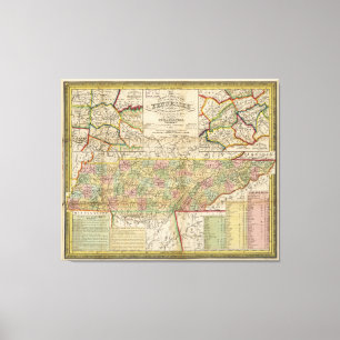 Lienzo Estado del mapa de Tennessee (1851)
