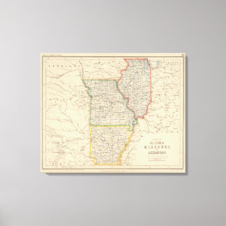 Lienzo Estados de Illinois, Misuri y Arkansas