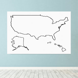 Lienzo Estados Unidos: Contorno en blanco de mapa estadou