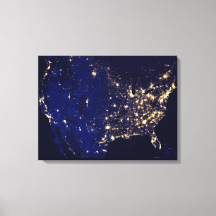 Lienzo Estados Unidos De América Desde El Espacio
