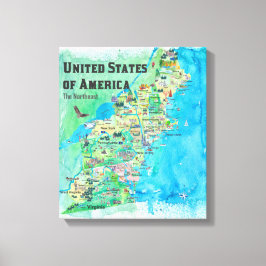 Lienzo Estados Unidos de América Mapa de Estados del Nore