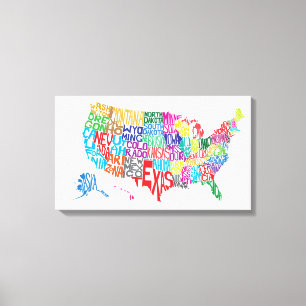 Lienzo Estados Unidos en nombres
