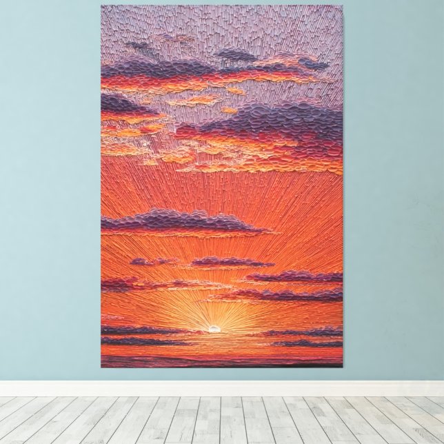 Lienzo Estallido de sol radiante sobre el cielo colorido  (Insitu (piso de madera))