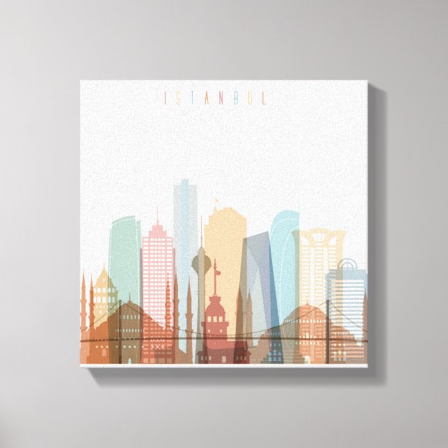 Lienzo Estambul, Turquía | Línea de la ciudad (Anverso)