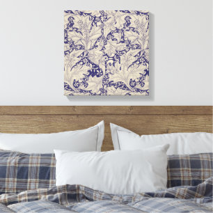 Lienzo Estampado de Alhelí de William Morris Azul Antiguo