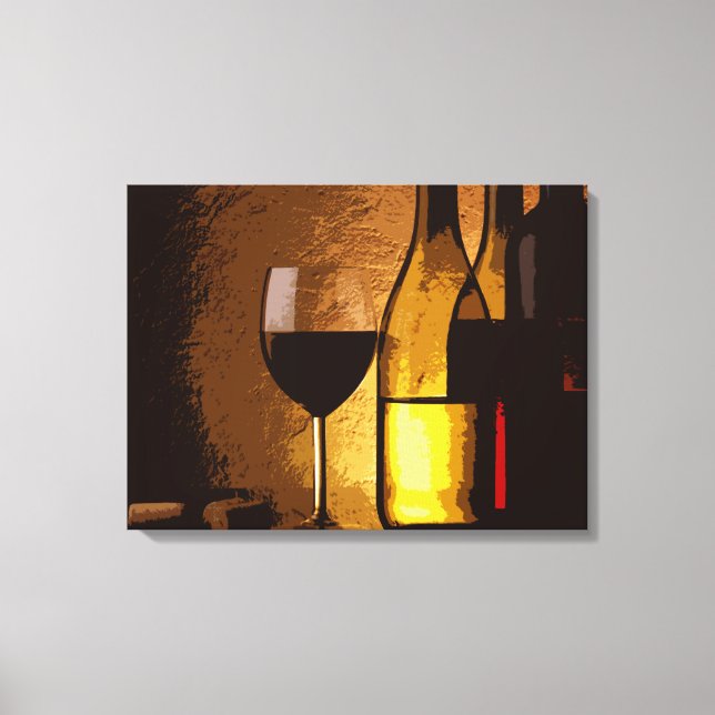 Lienzo estampado de botellas de vino envueltas (Anverso)