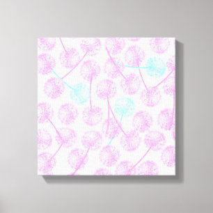Lienzo Estampado de flores rosado del diente de león del