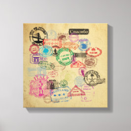 Lienzo Estampillas de pasaporte antiguas