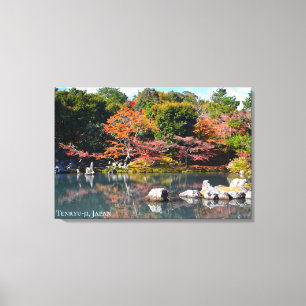 Lienzo Estanque del Templo del Jardín de Otoño Japón Aras