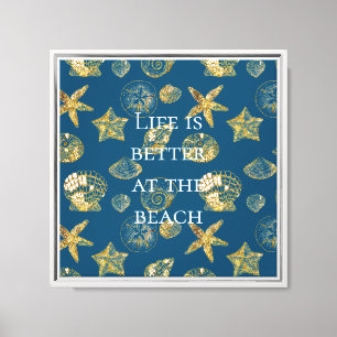 Lienzo Estanques Blue Beach Gold Sea