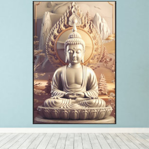 Lienzo Estatua de Buda Serene en el paisaje apacible 3D