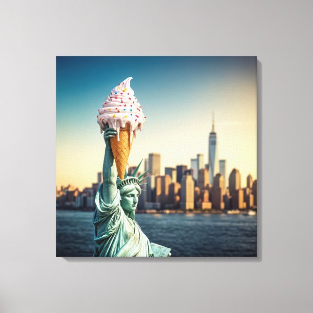 Lienzo Estatua de la libertad con cono de helado (Anverso)