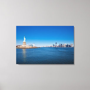 Lienzo Estatua de la libertad, del río Hudson y de