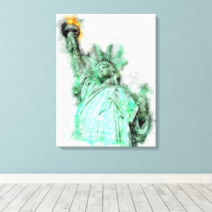 Lienzo Estatua de la Libertad Retrato de cerca en acuarel